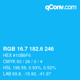 カラーコード: RGB 16.7 182.6 246 | qconv.com