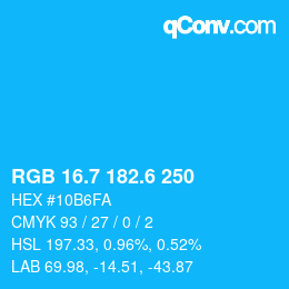 カラーコード: RGB 16.7 182.6 250 | qconv.com