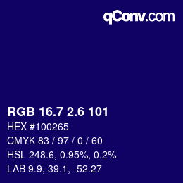 カラーコード: RGB 16.7 2.6 101 | qconv.com