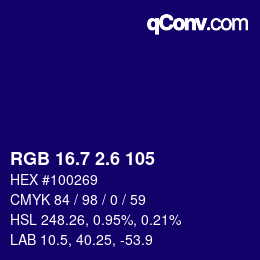 カラーコード: RGB 16.7 2.6 105 | qconv.com