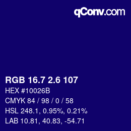 カラーコード: RGB 16.7 2.6 107 | qconv.com