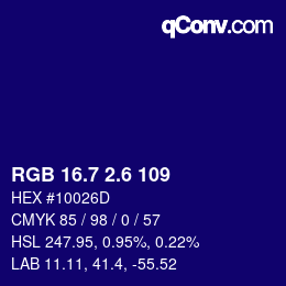 カラーコード: RGB 16.7 2.6 109 | qconv.com