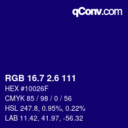 カラーコード: RGB 16.7 2.6 111 | qconv.com