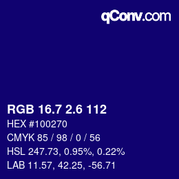 カラーコード: RGB 16.7 2.6 112 | qconv.com
