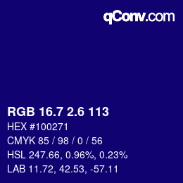 カラーコード: RGB 16.7 2.6 113 | qconv.com