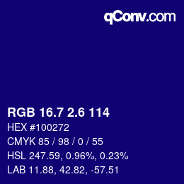カラーコード: RGB 16.7 2.6 114 | qconv.com