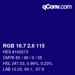 カラーコード: RGB 16.7 2.6 115 | qconv.com