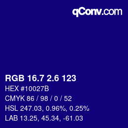 カラーコード: RGB 16.7 2.6 123 | qconv.com