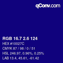 カラーコード: RGB 16.7 2.6 124 | qconv.com