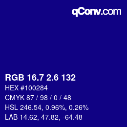 カラーコード: RGB 16.7 2.6 132 | qconv.com