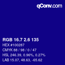カラーコード: RGB 16.7 2.6 135 | qconv.com