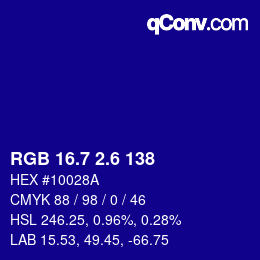 カラーコード: RGB 16.7 2.6 138 | qconv.com