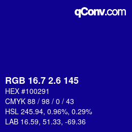 カラーコード: RGB 16.7 2.6 145 | qconv.com