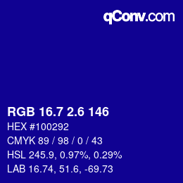 カラーコード: RGB 16.7 2.6 146 | qconv.com