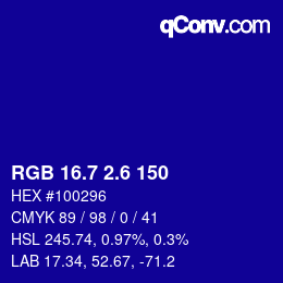 カラーコード: RGB 16.7 2.6 150 | qconv.com