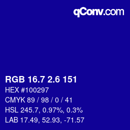 カラーコード: RGB 16.7 2.6 151 | qconv.com