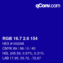 カラーコード: RGB 16.7 2.6 154 | qconv.com
