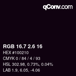 カラーコード: RGB 16.7 2.6 16 | qconv.com
