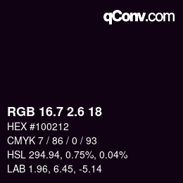 カラーコード: RGB 16.7 2.6 18 | qconv.com