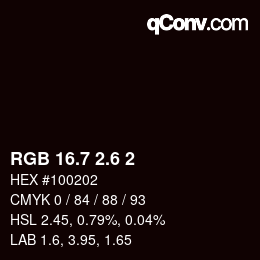 カラーコード: RGB 16.7 2.6 2 | qconv.com