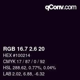 カラーコード: RGB 16.7 2.6 20 | qconv.com