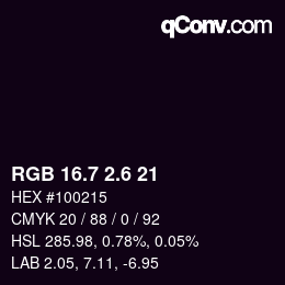 カラーコード: RGB 16.7 2.6 21 | qconv.com