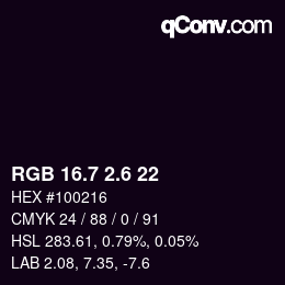 カラーコード: RGB 16.7 2.6 22 | qconv.com