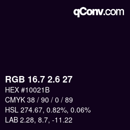カラーコード: RGB 16.7 2.6 27 | qconv.com