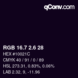 カラーコード: RGB 16.7 2.6 28 | qconv.com