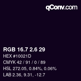 カラーコード: RGB 16.7 2.6 29 | qconv.com