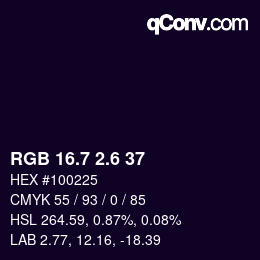 カラーコード: RGB 16.7 2.6 37 | qconv.com