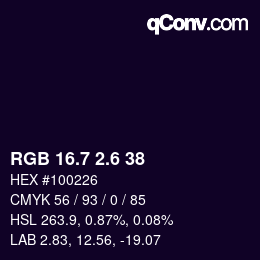 カラーコード: RGB 16.7 2.6 38 | qconv.com