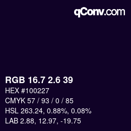 カラーコード: RGB 16.7 2.6 39 | qconv.com