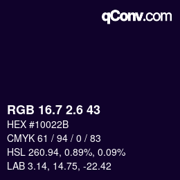 カラーコード: RGB 16.7 2.6 43 | qconv.com