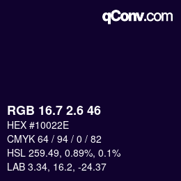 カラーコード: RGB 16.7 2.6 46 | qconv.com