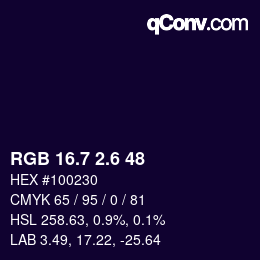 カラーコード: RGB 16.7 2.6 48 | qconv.com