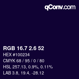 カラーコード: RGB 16.7 2.6 52 | qconv.com