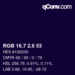 カラーコード: RGB 16.7 2.6 53 | qconv.com