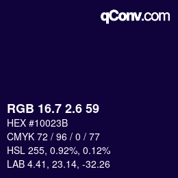 カラーコード: RGB 16.7 2.6 59 | qconv.com