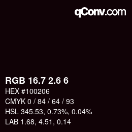 カラーコード: RGB 16.7 2.6 6 | qconv.com