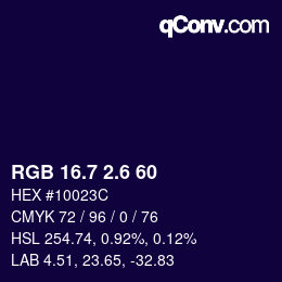 カラーコード: RGB 16.7 2.6 60 | qconv.com