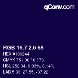 カラーコード: RGB 16.7 2.6 68 | qconv.com
