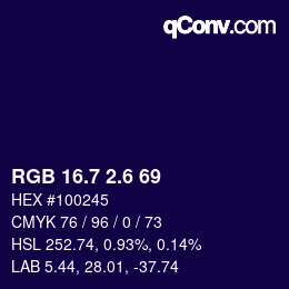 カラーコード: RGB 16.7 2.6 69 | qconv.com