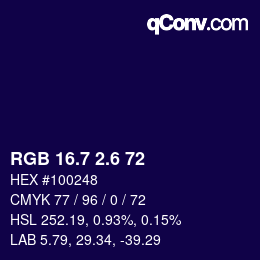 カラーコード: RGB 16.7 2.6 72 | qconv.com