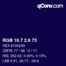 カラーコード: RGB 16.7 2.6 73 | qconv.com