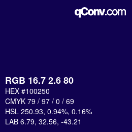 カラーコード: RGB 16.7 2.6 80 | qconv.com