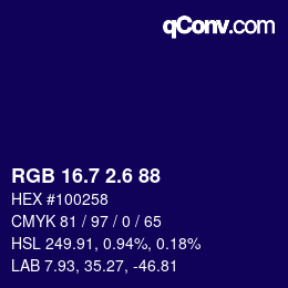 カラーコード: RGB 16.7 2.6 88 | qconv.com