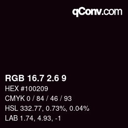 カラーコード: RGB 16.7 2.6 9 | qconv.com