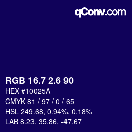 カラーコード: RGB 16.7 2.6 90 | qconv.com