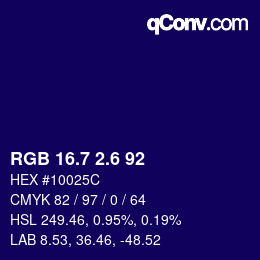 カラーコード: RGB 16.7 2.6 92 | qconv.com